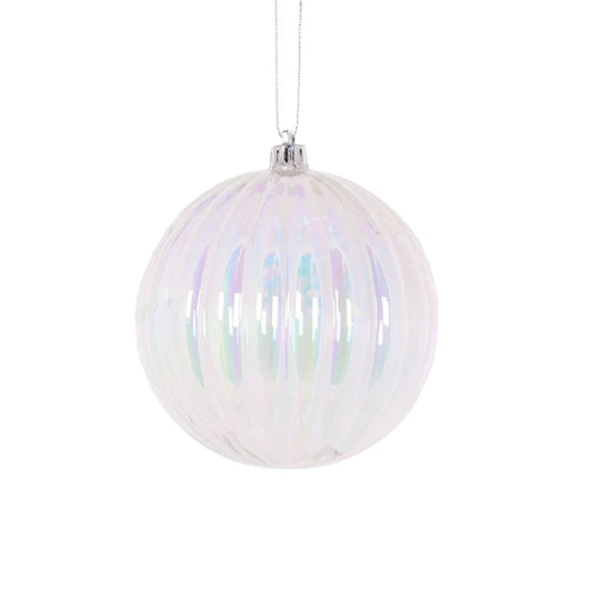 10Cm Ribbed Iridescent Bauble - Exquisite Homewares
