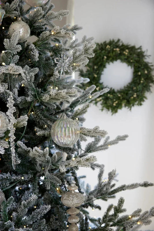 12Cm Ribbed Iridescent Bauble - Exquisite Homewares