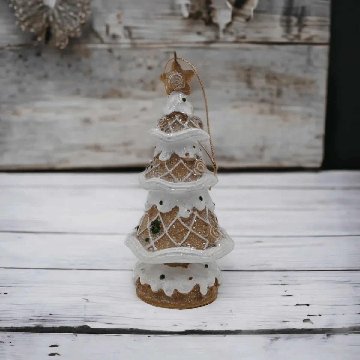 15cm Frosted Gingerbread Candy Hanging Tree Ornament - Exquisite Homewares