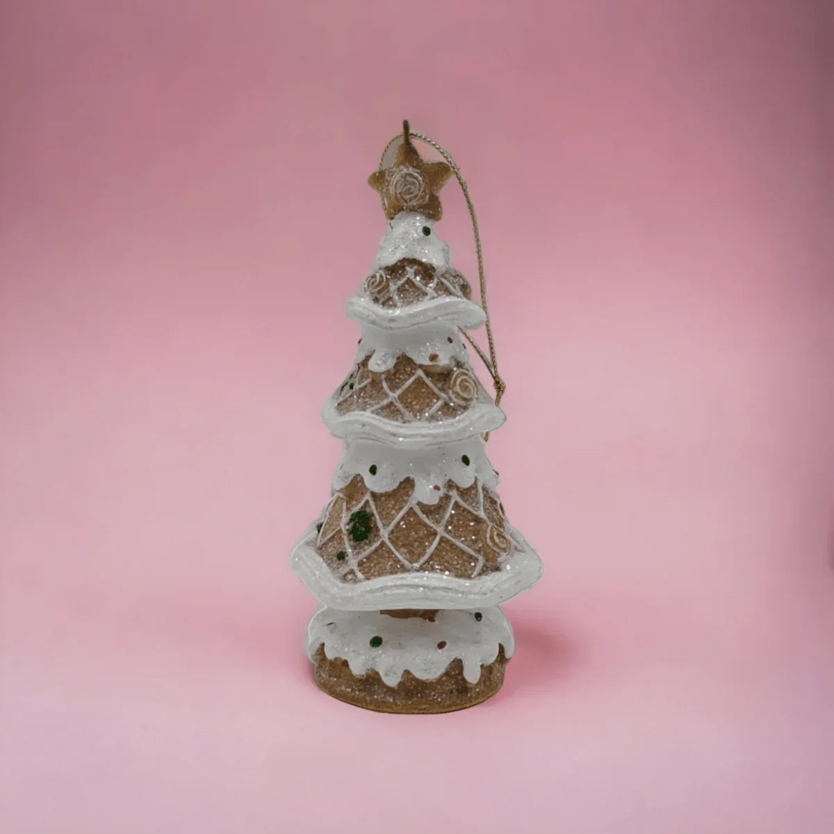 15cm Frosted Gingerbread Candy Hanging Tree Ornament - Exquisite Homewares