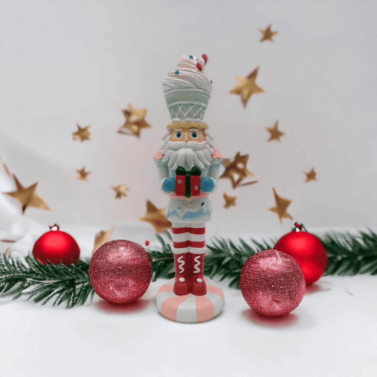 30cm Candy Nutcracker Holding Gift - Exquisite Homewares