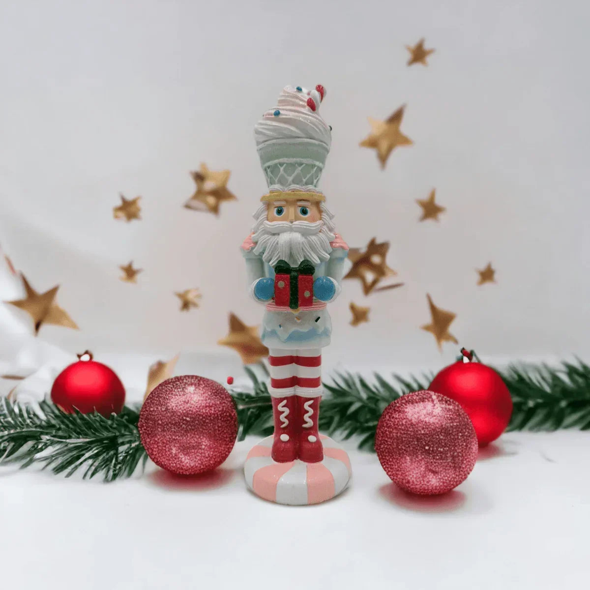 30cm Candy Nutcracker Holding Gift - Exquisite Homewares