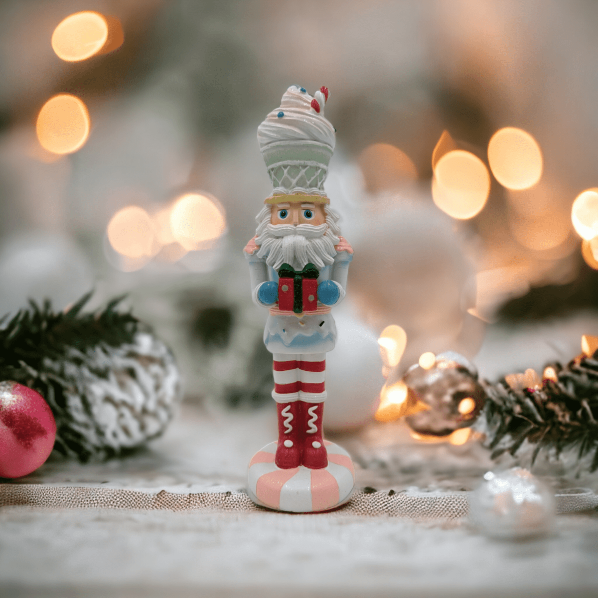 30cm Candy Nutcracker Holding Gift - Exquisite Homewares