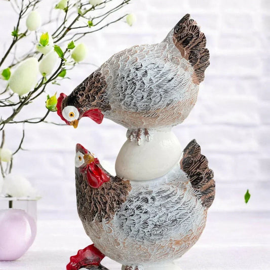 31.5cm Rustic Hen Stack with Eggs - Exquisite Homewares
