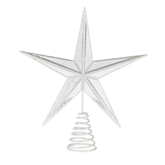 5 Point Mirrored Tree Topper Star Silver - Exquisite Homewares