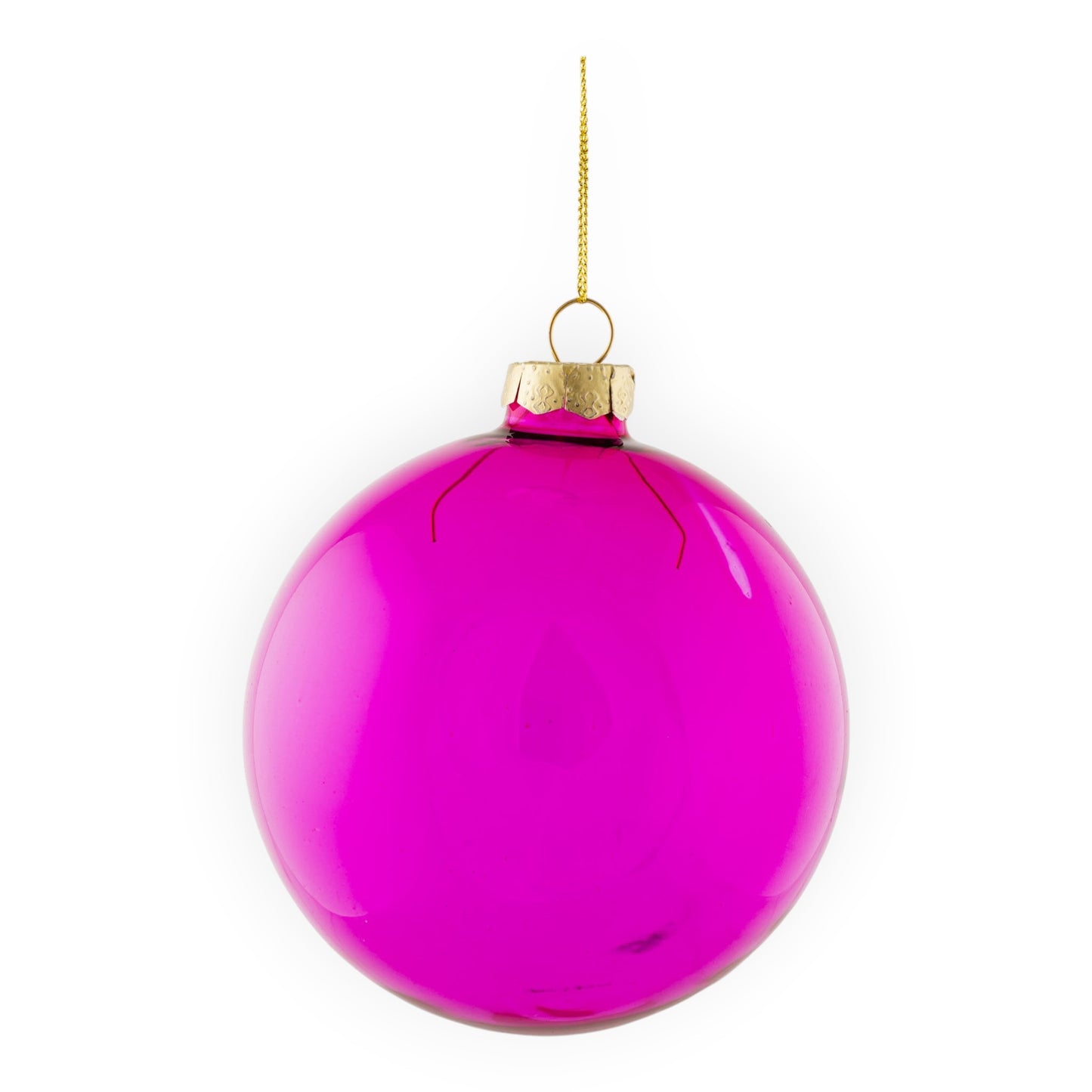 Fuchsia Pink Glass Ball Hanging Decoration - 10cm