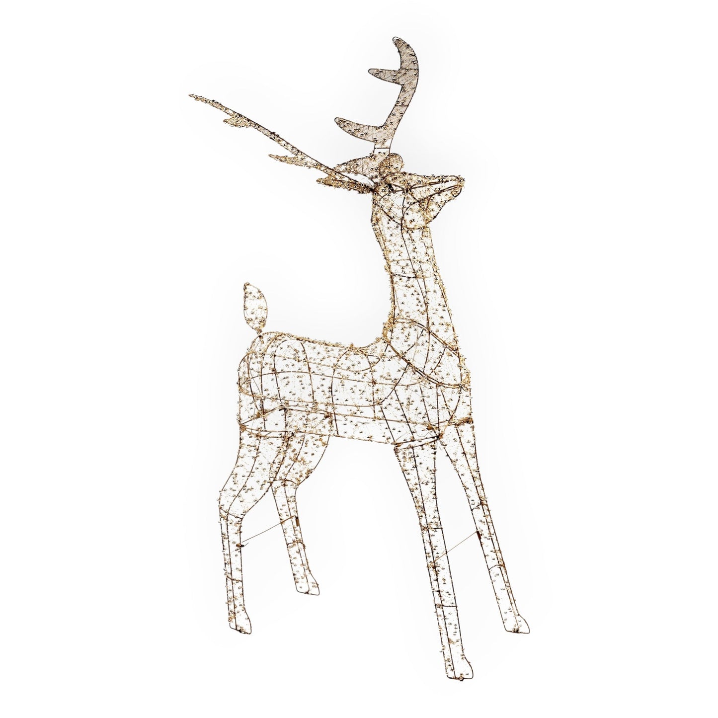 Illuminated Gold Beaded Reindeer - 125cm