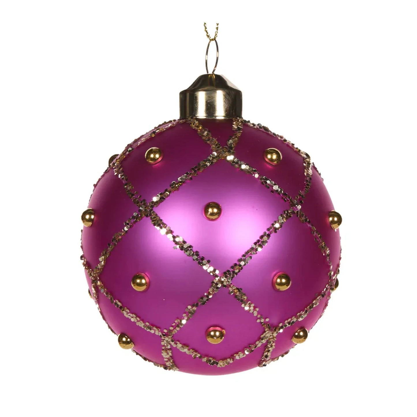Pearl Magenta Quilted Bauble 8cm