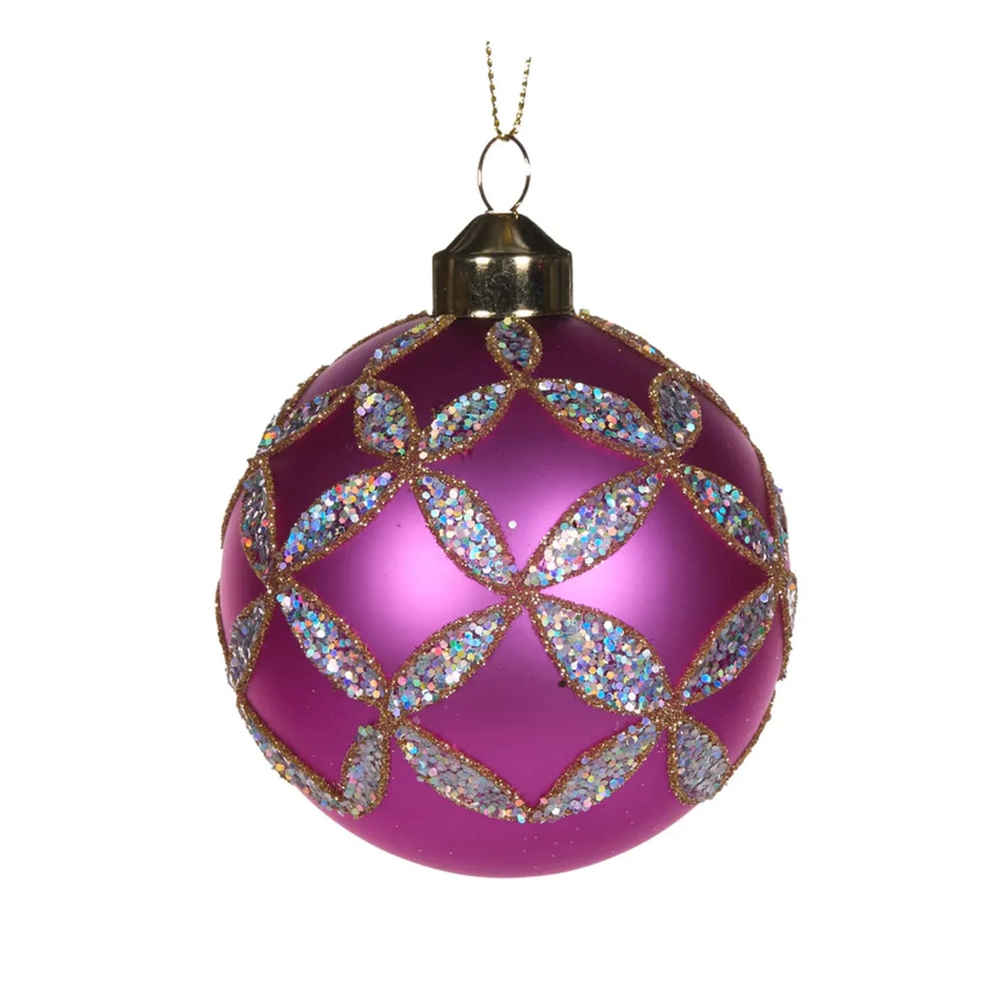 Pearl Magenta Floret Bauble 8cm