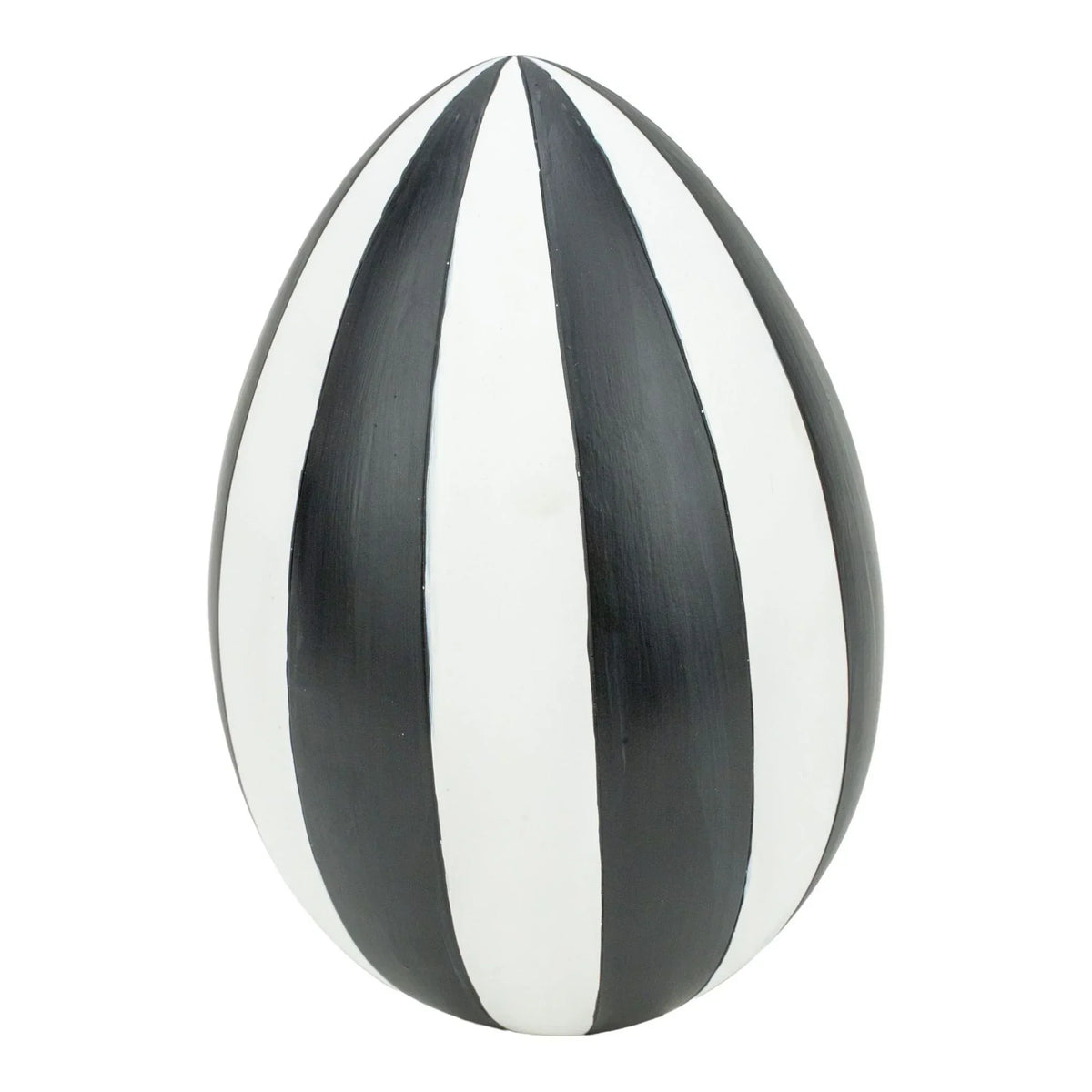 Black and white striped decorative egg for modern home décor and interior styling
