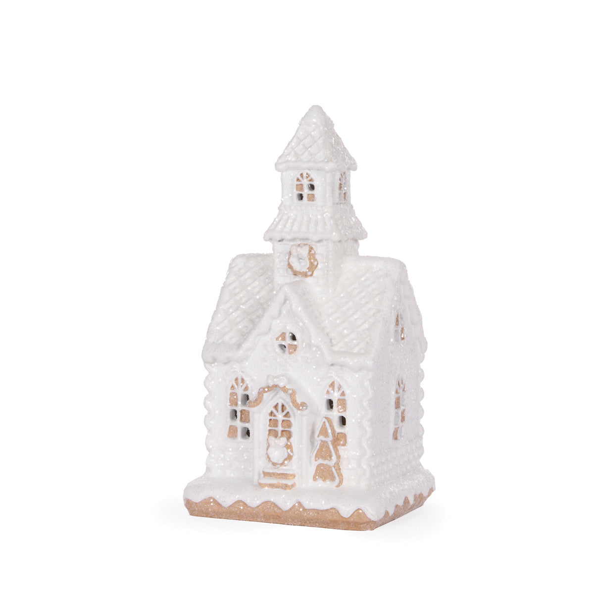 LED White Gingerbread Chapel - 25cm