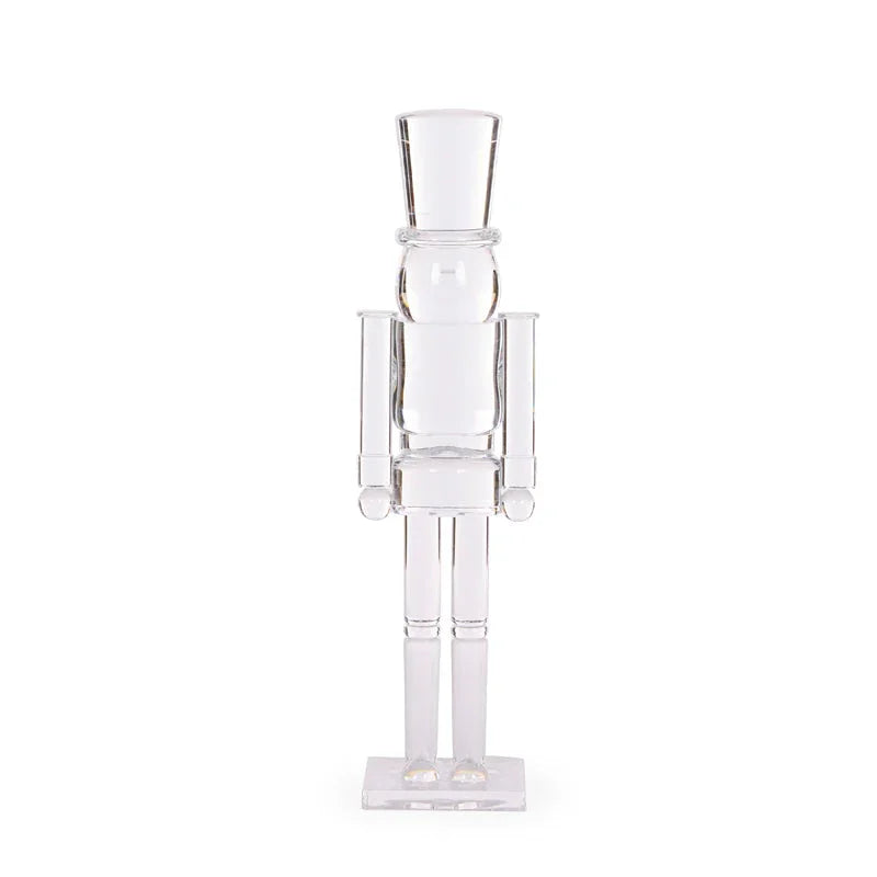 Clear acrylic nutcracker figurine, modern home décor accent for festive or year-round display
