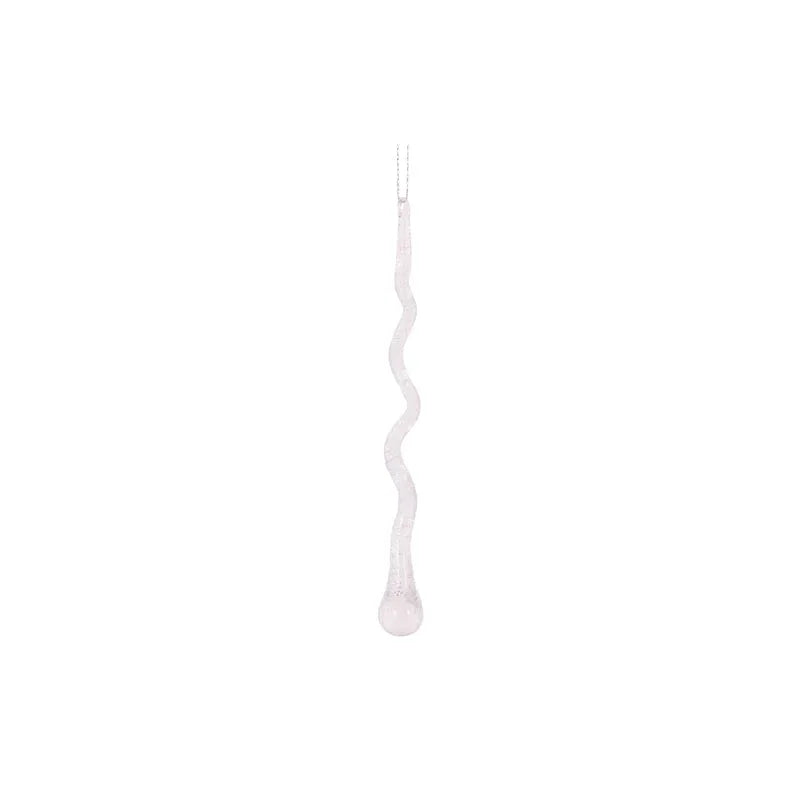 Elegant white wavy glass ornament with sparkling texture, perfect for modern home décor
