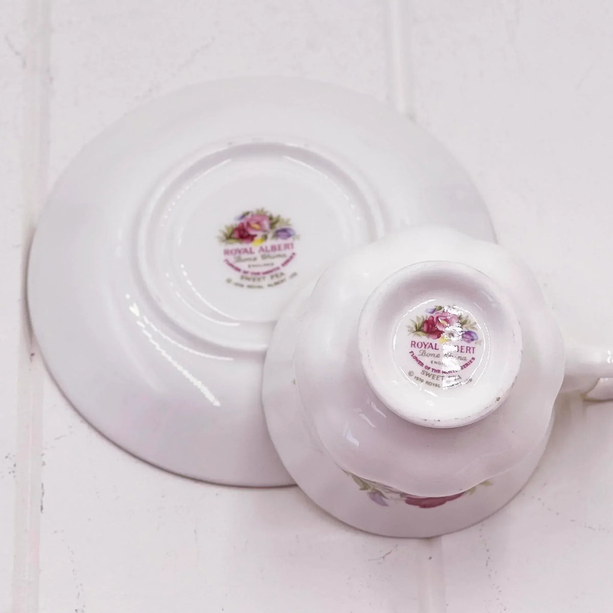 Royal Albert Sweet Pea bone china teacup and saucer, vintage floral design, elegant home decor