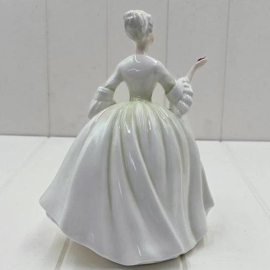 Elegant white porcelain figurine of a lady in ball gown, vintage home décor accent piece