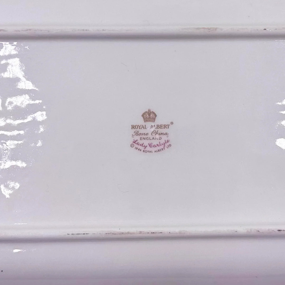 Royal Albert Bone China Lady Carlyle mark, vintage English porcelain with crown logo, elegant home decor