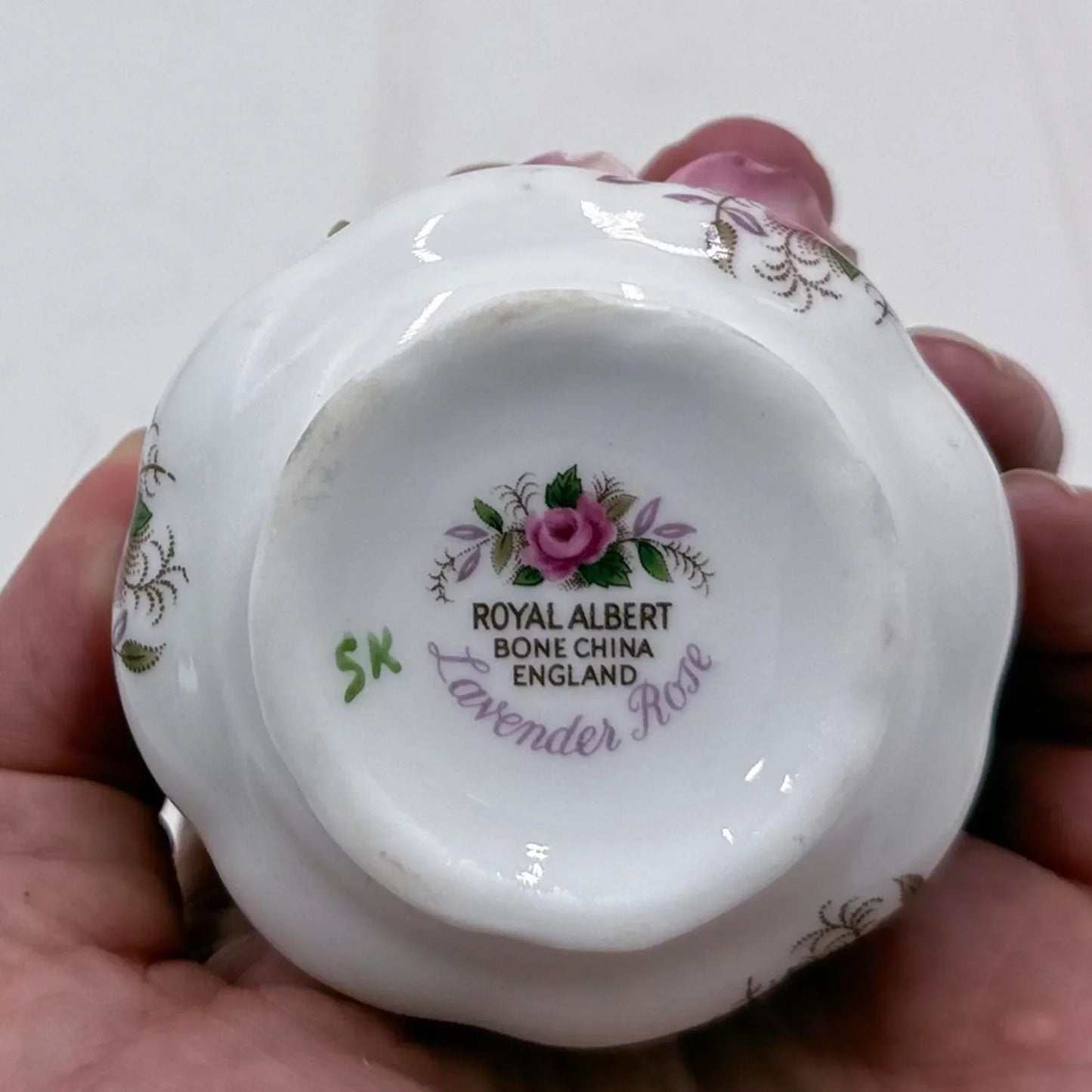 Royal Albert Lavender Rose bone china vase base, vintage floral design, England