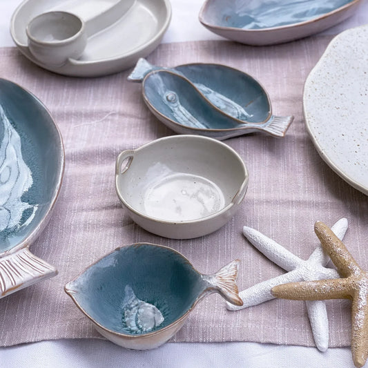Coastal Blue Fish Platter - Handcrafted Stoneware - Exquisite Homewares