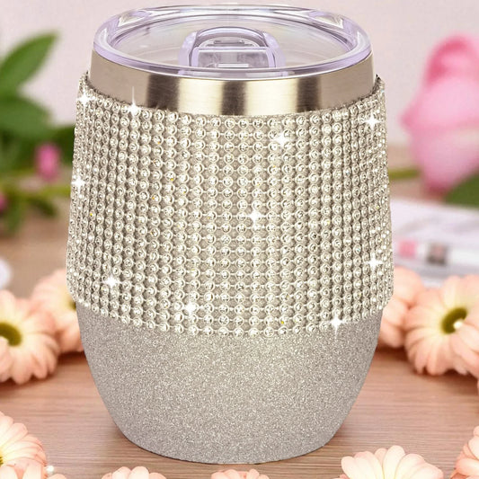 Silver Diamonte Wine Tumber / Coffee Mug