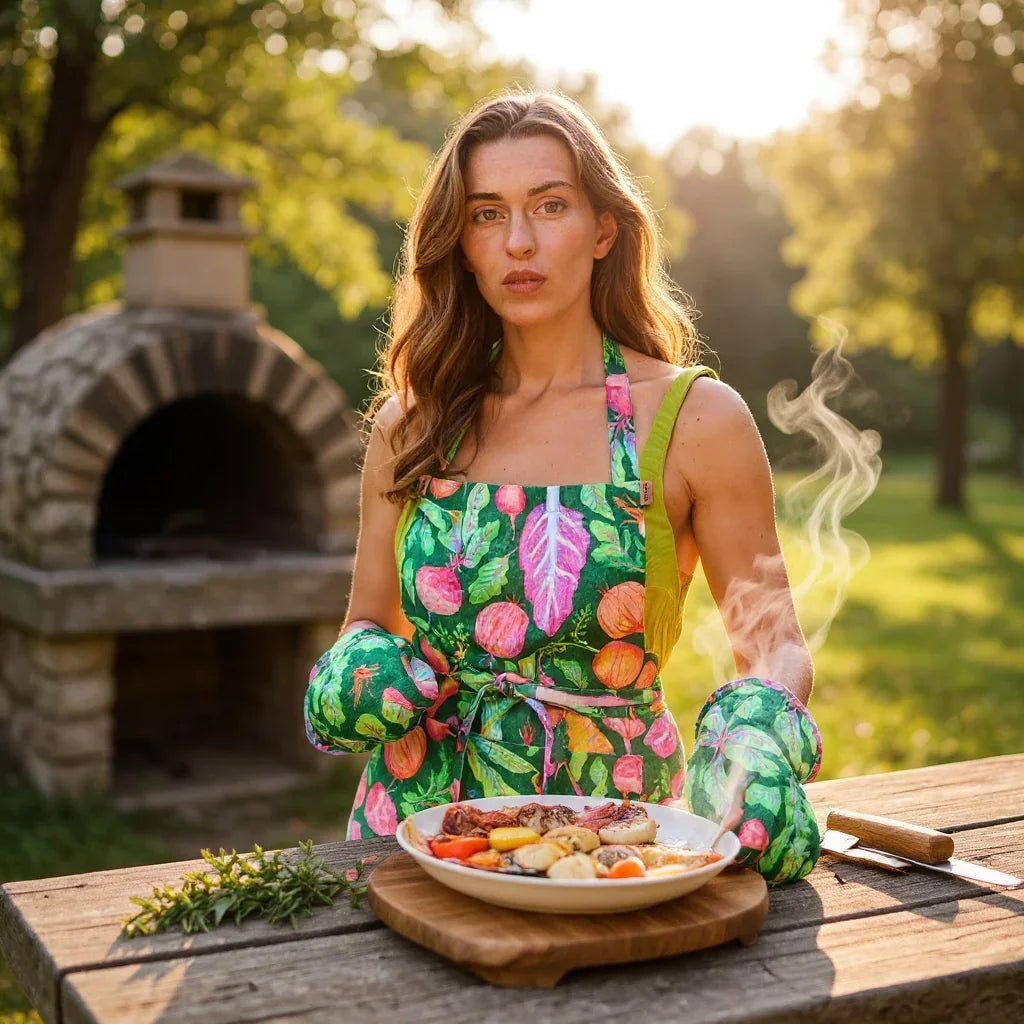 Veggie Soup Apron - Linen Cotton Kitchen Couture