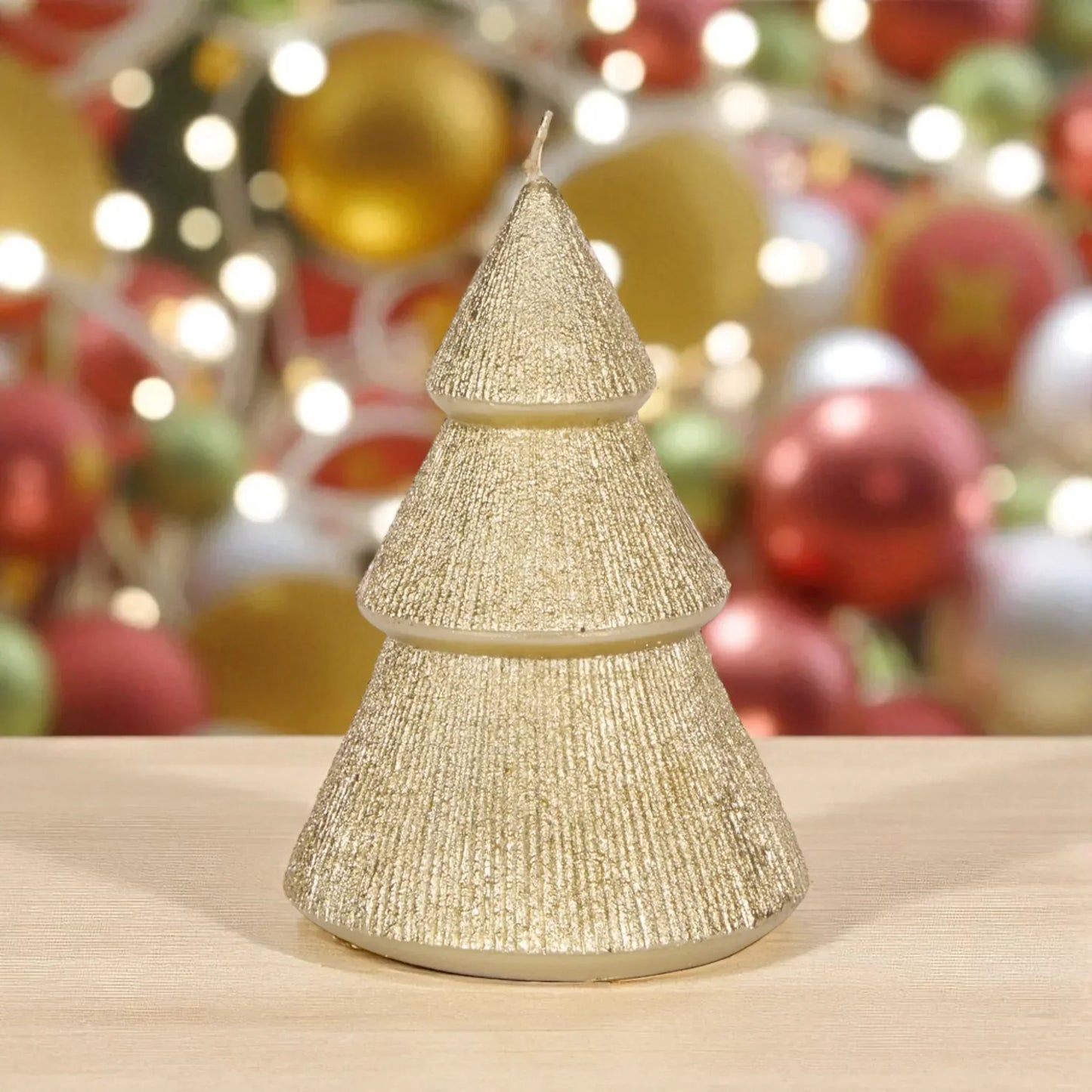 13.5cm Gold Ribbed Tree Candle