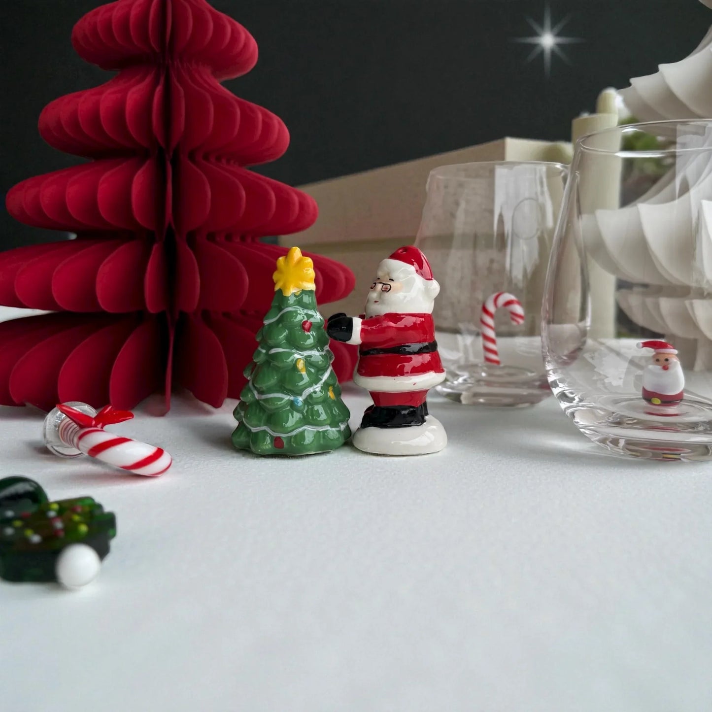 Christmas Santa Glass Glass 9x12cm Clear/Red
