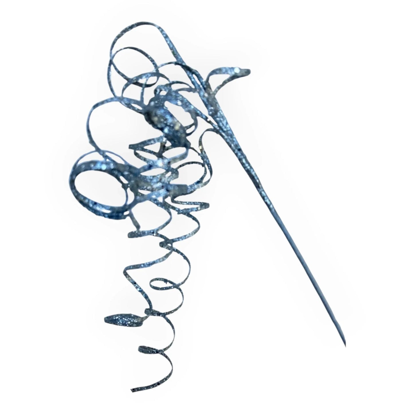 Sparkling blue wire sculpture, modern home décor accent piece with abstract swirl design
