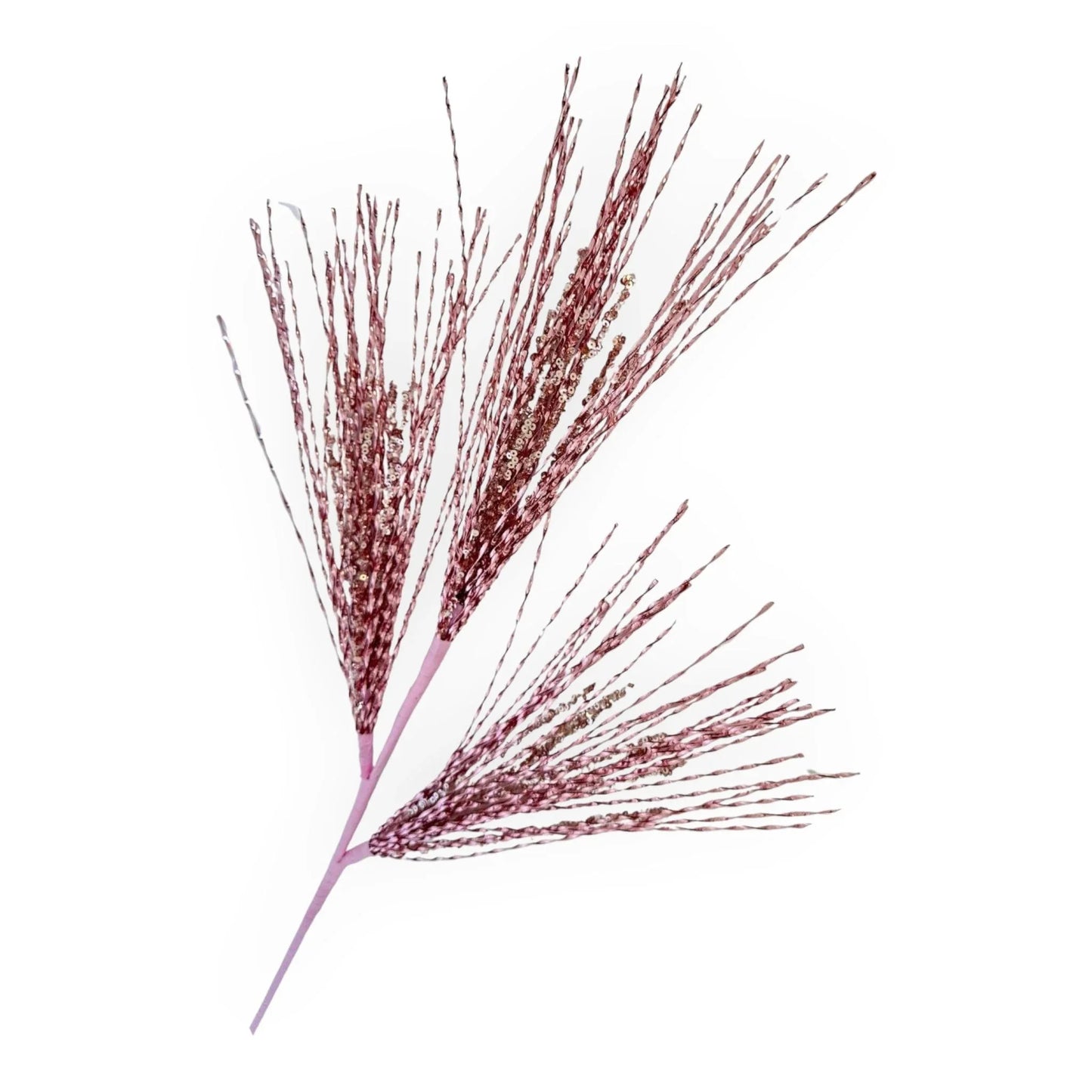 Pink glittery decorative grass stem for home décor and festive styling