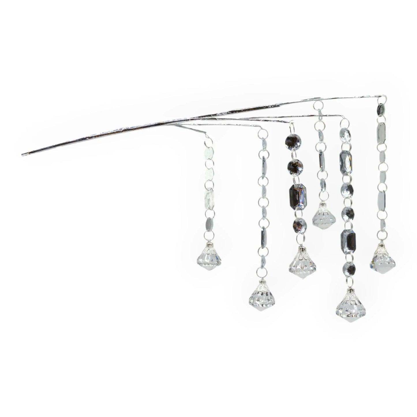 Elegant crystal hair accessory with dangling beads and faceted gems for bridal or formal wear
