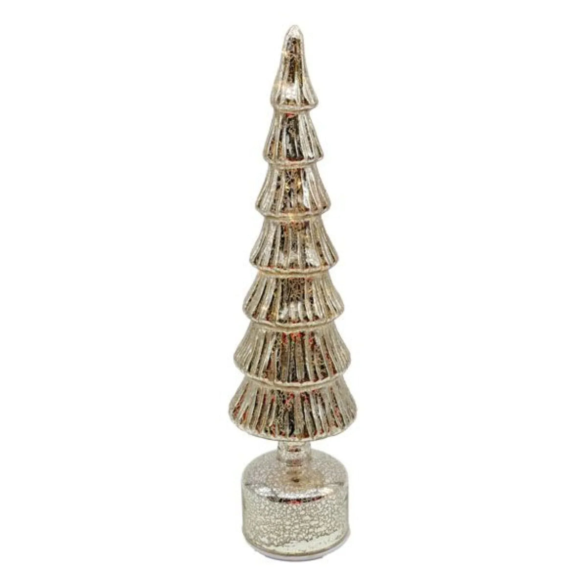 Mercury glass Christmas tree decoration with tiered design and crackled finish for festive home décor