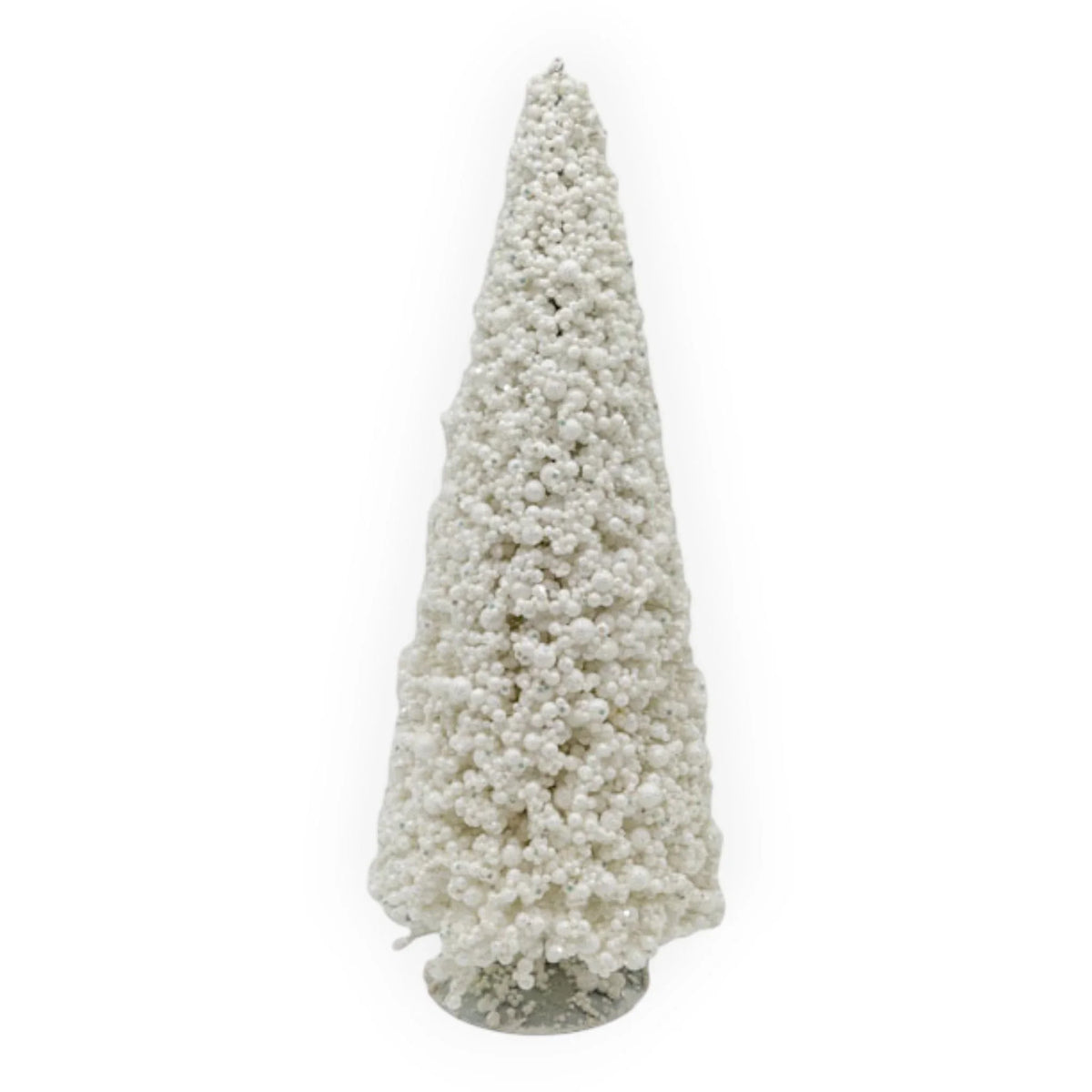 White beaded Christmas tree decoration for festive home décor and holiday styling