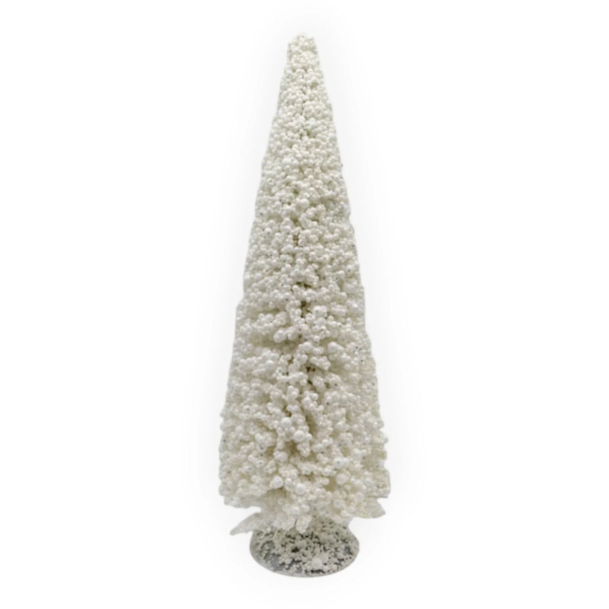 White beaded Christmas tree decoration for festive home décor
