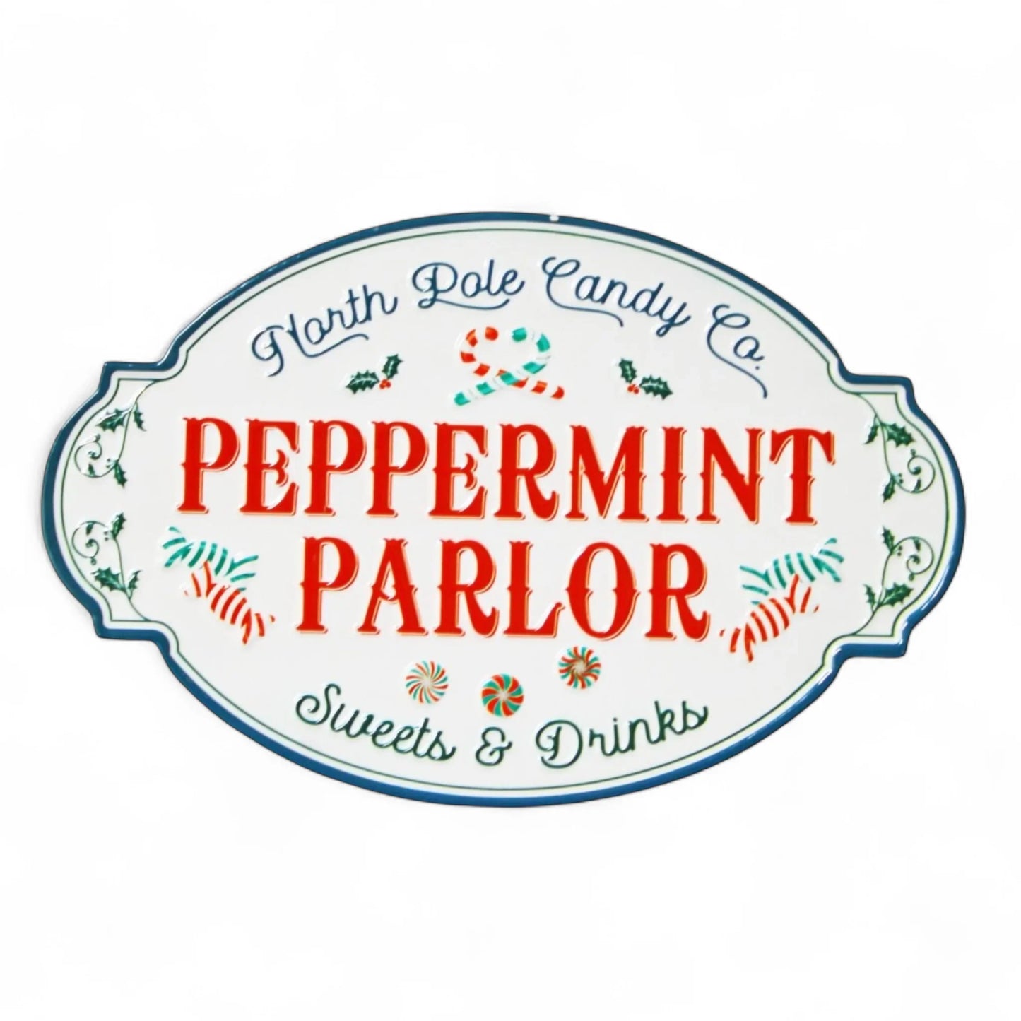Christmas "Peppermint Parlor" Sign - Metal