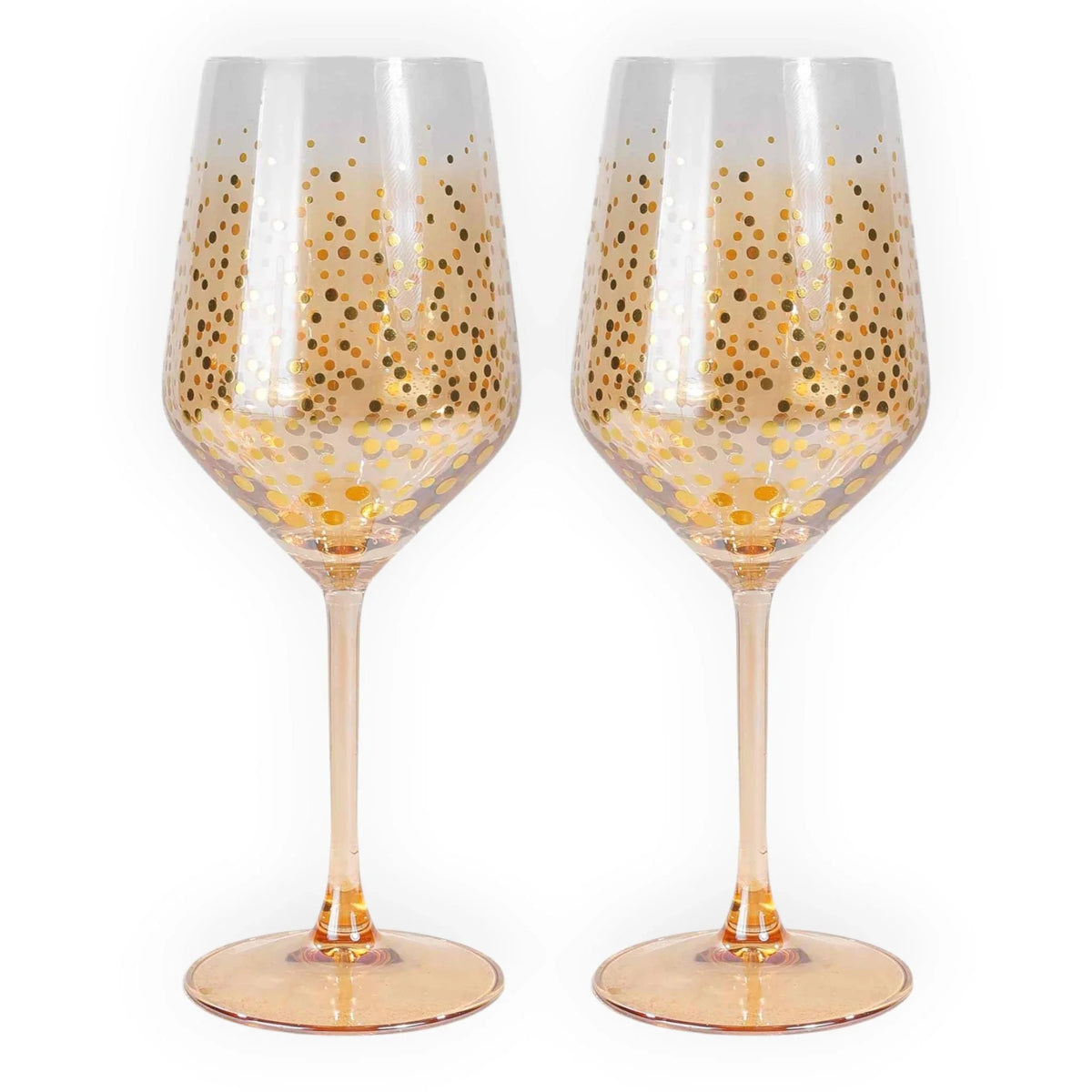 Elegant gold confetti wine glasses for home décor and entertaining
