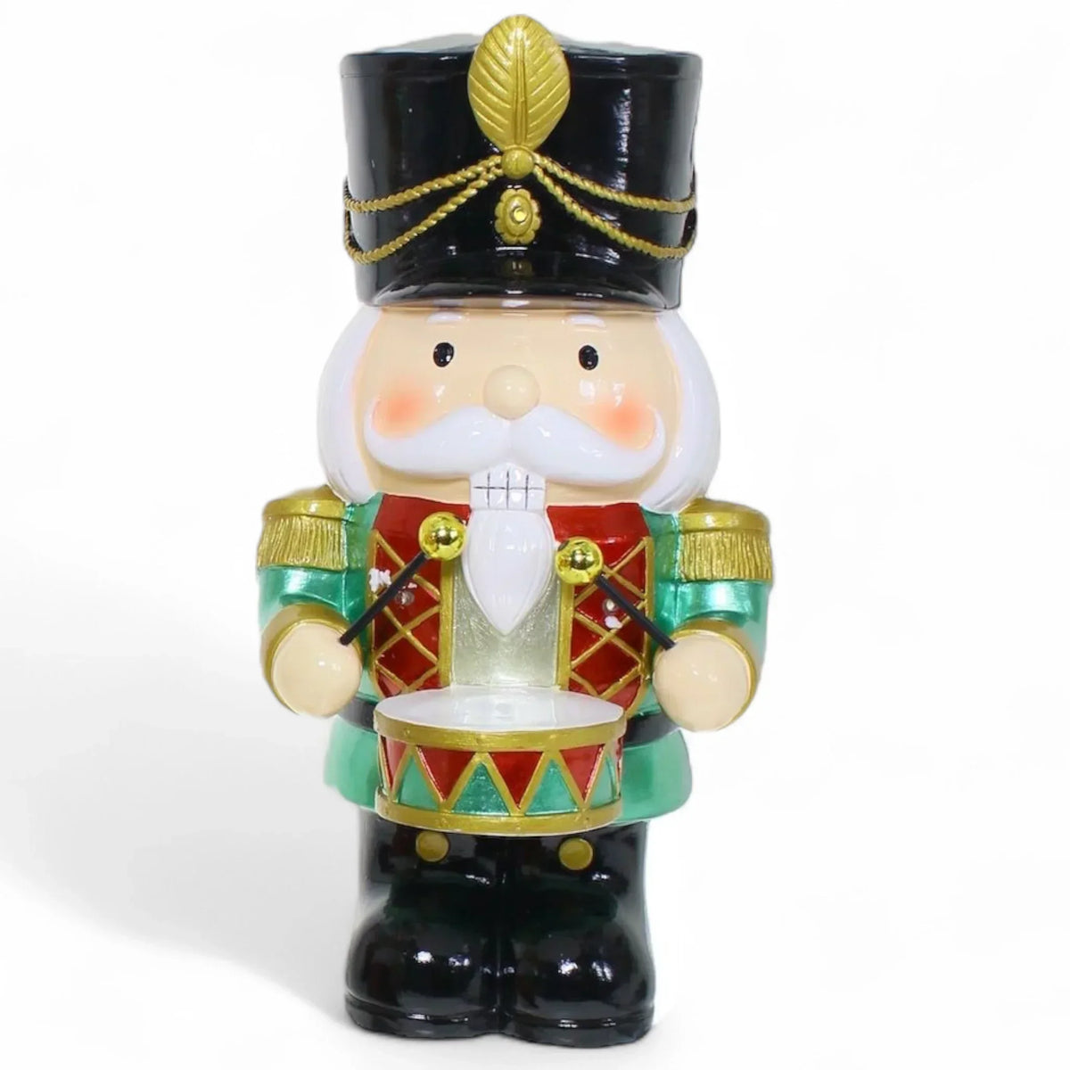 Classic nutcracker soldier figurine with drum, festive holiday home dƩcor accent piece