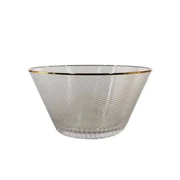 Acrylic Snack Bowl Clear Stripe With Gold Rim - Exquisite Homewares