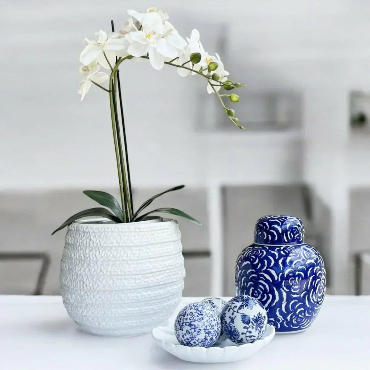 Blue Willow Set of 3 Blue & White Deco Balls - Exquisite Homewares