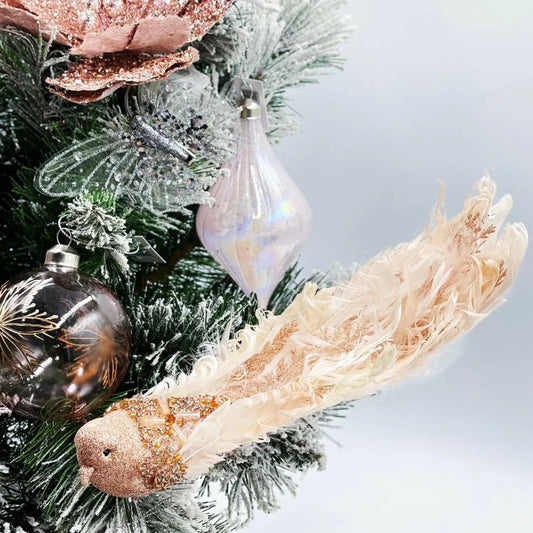 Blush Intricate Beaded Clip Bird - Exquisite Homewares