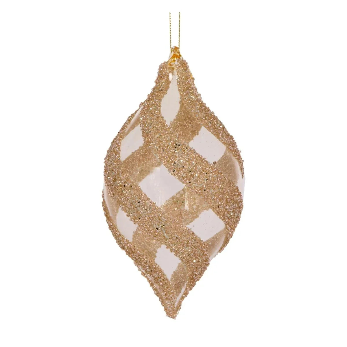 Champagne Crystal Swirl Drop Bauble - Exquisite Homewares
