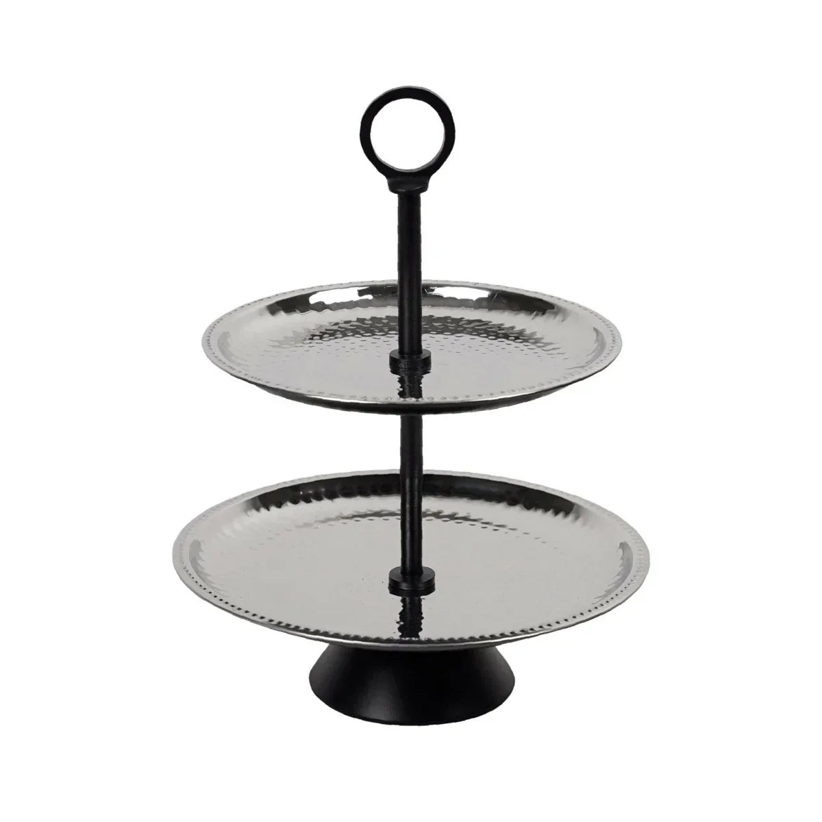 Chic Aluminum Black and Silver Two-Tier Plate. - Exquisite Homewares