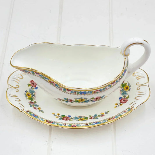 Coalport Ming Rose Gravy Boat and Saucer - Exquisite Homewares