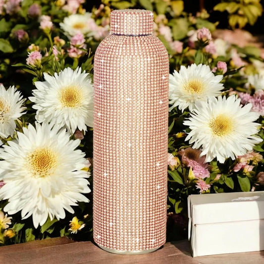 Diamonte Drink Bottle - Rose Gold - Exquisite Homewares