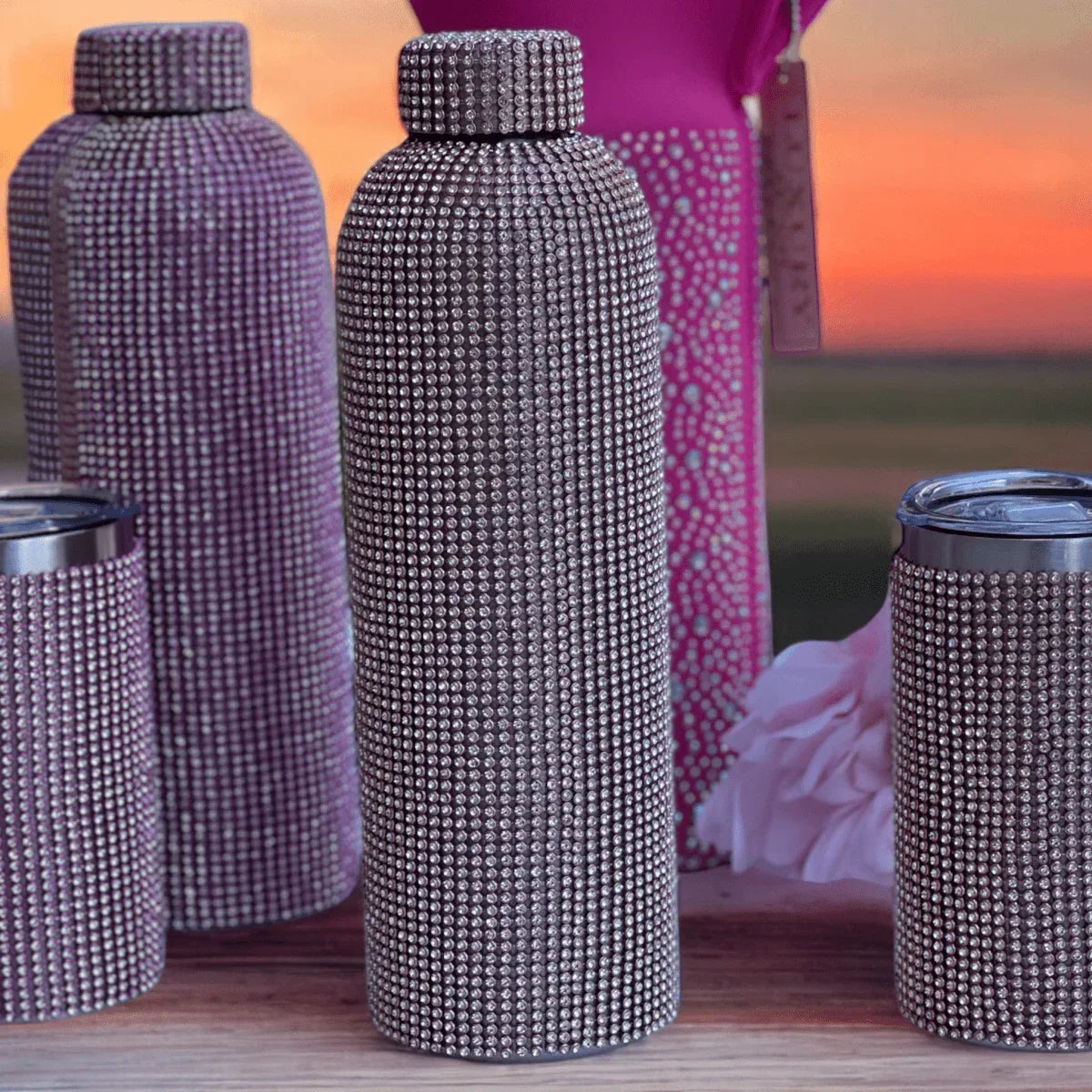 Diamonte Drink Bottle - Rose Gold - Exquisite Homewares