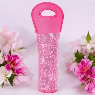 Diamonte Wine Bottle Carrier - Pink - Exquisite Homewares