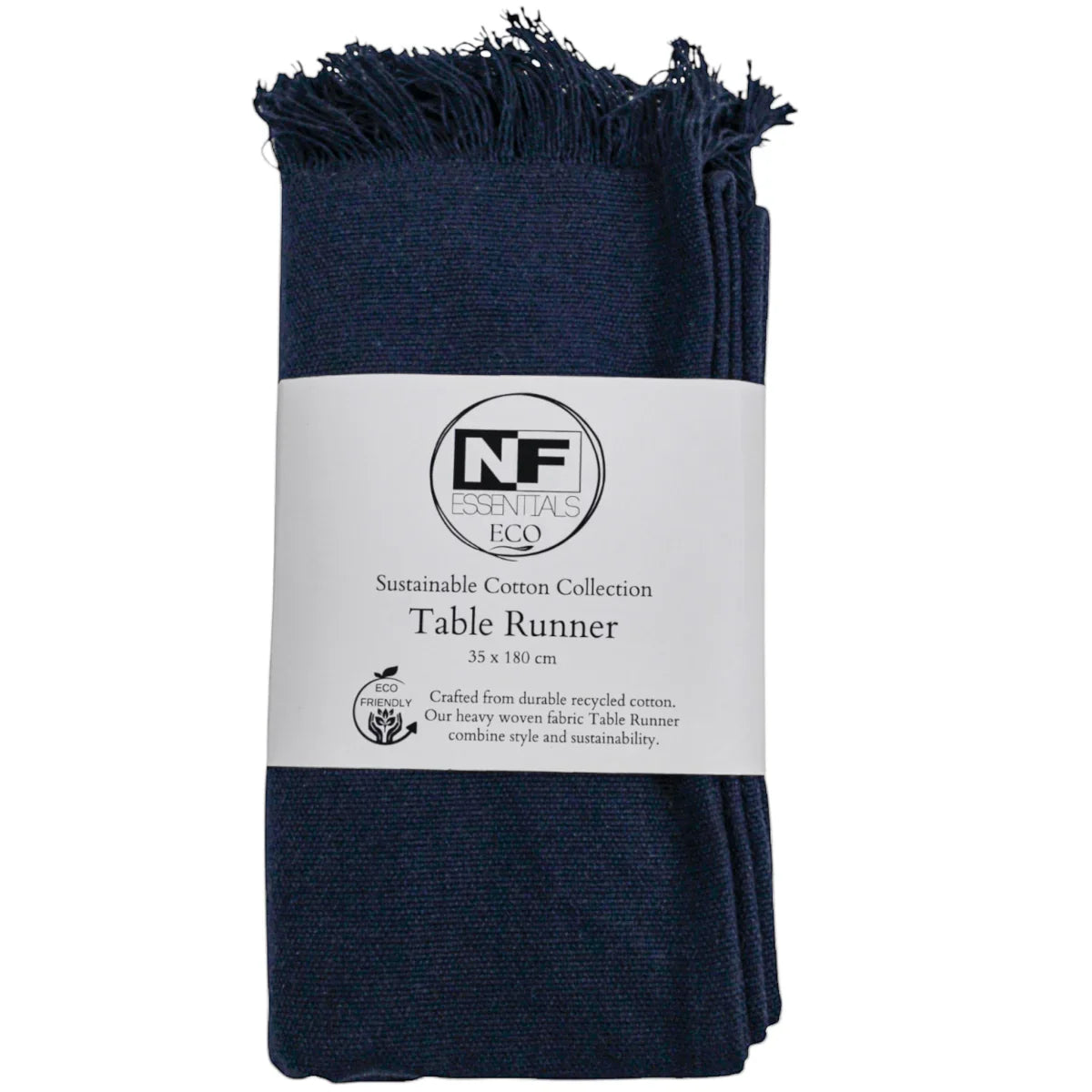 Eco Woven Navy Table Runner 35x180cm - Recycled Cotton - Exquisite Homewares