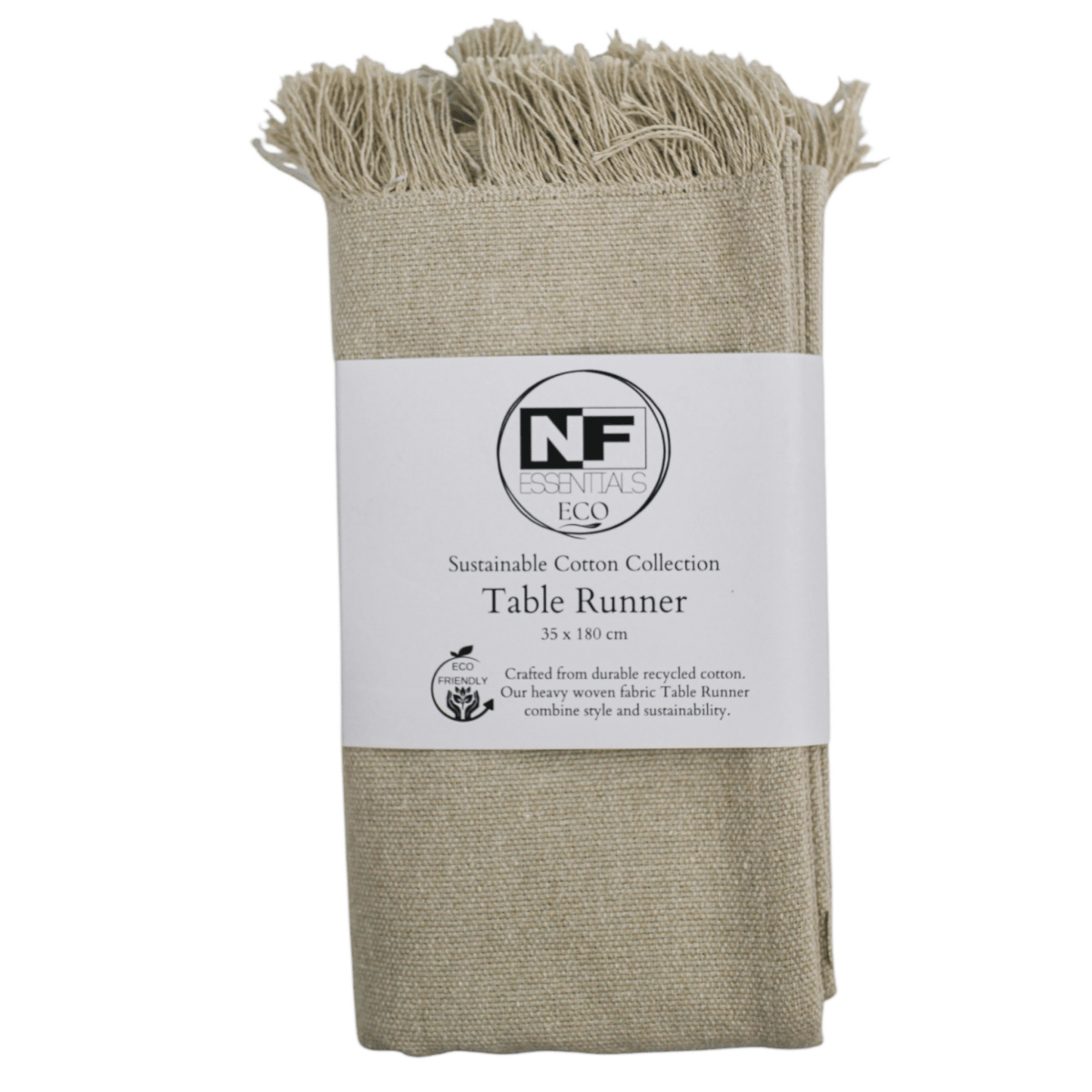 Eco Woven Taupe Table Runner 35x180cm - Recycled Cotton - Exquisite Homewares