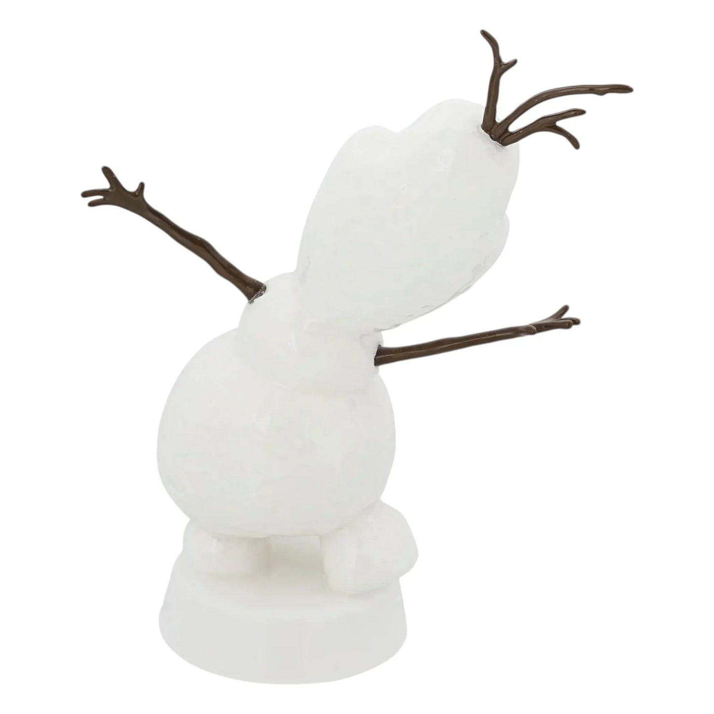 White snowman figurine with branch arms and antlers, festive home décor accent