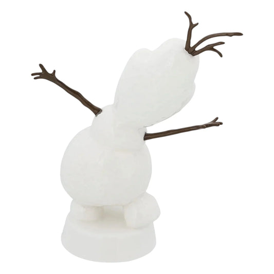 White snowman figurine with branch arms and antlers, festive home décor accent