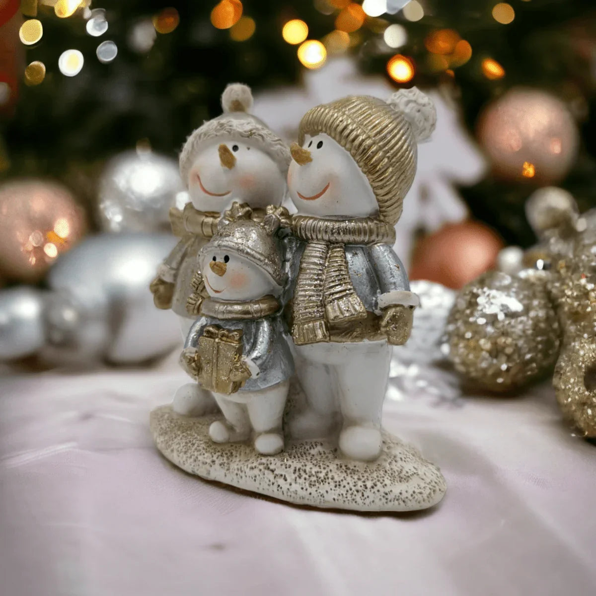 Gold and Silver Snowman Family - Exquisite Homewares