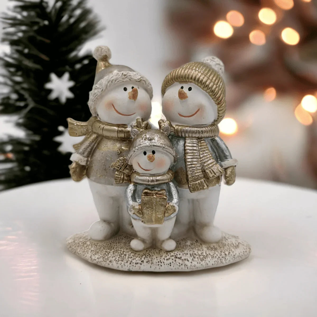 Gold and Silver Snowman Family - Exquisite Homewares